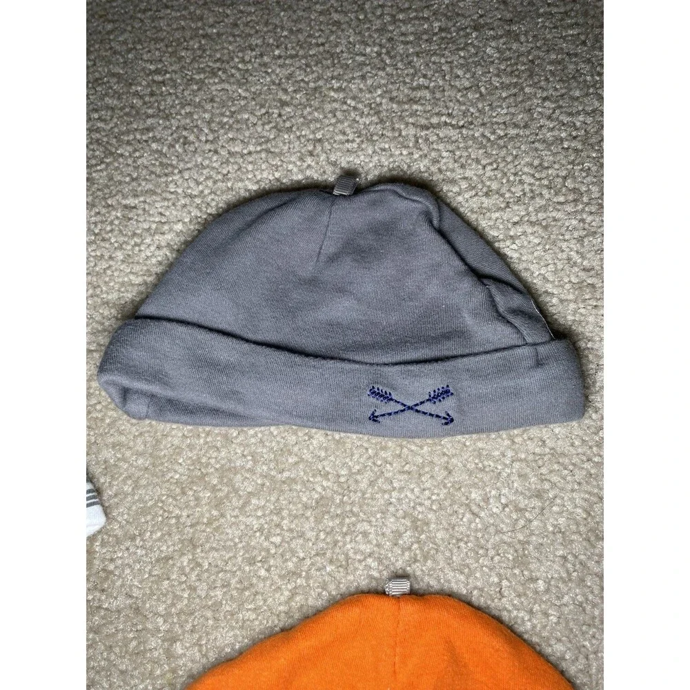 Yoga Sprout Baby Beanie Hat 5 Pack Size 0-6M Blue Orange Grey Mixed Prints
